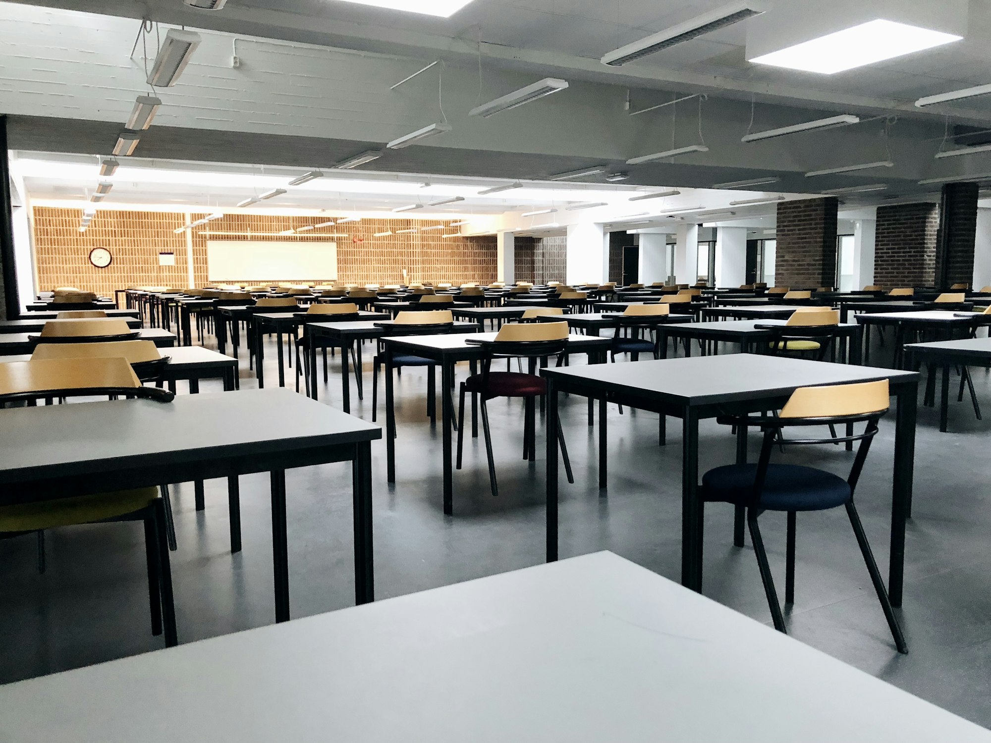 Photo of an empty classroom in school or university during corona or coronavirus pandemic